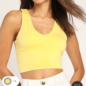 Lulus basics feel like dancing yellow crop top